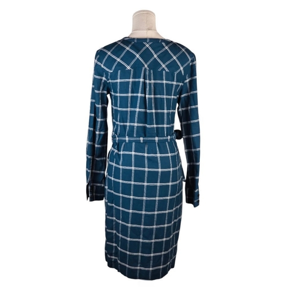 Draper James Deep Teal Plaid Ruffle Belted Shirt Dress NWT Size 4 Cotton - Picture 5 of 9